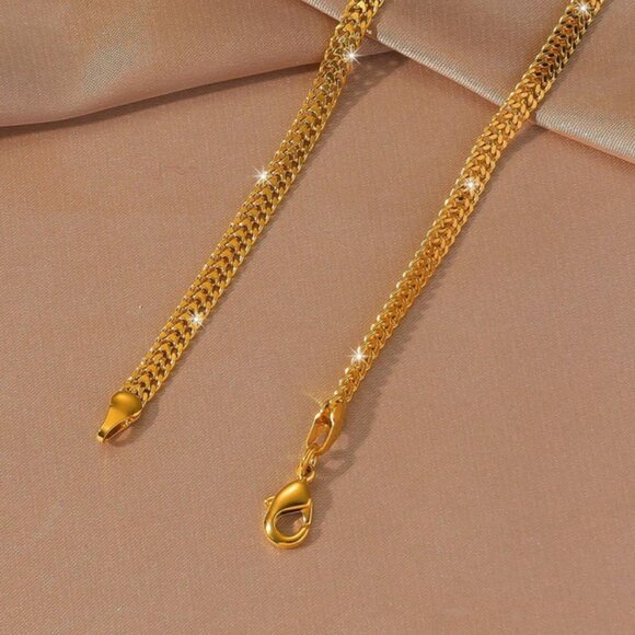 20" Womens 18K Gold Chain Link Necklace Ladies 18 Karat Silver 20 inch Jewelry - Picture 4 of 6